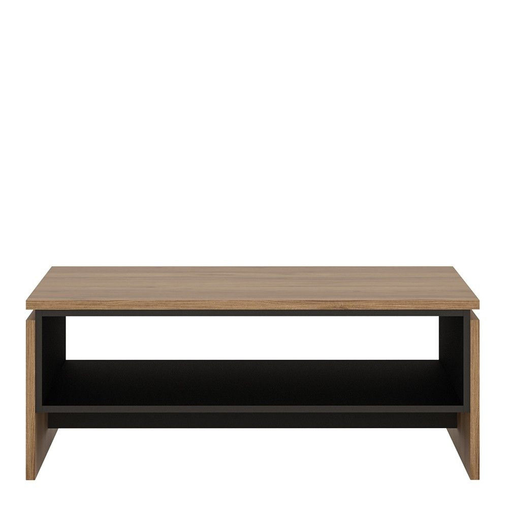 Walnut and Dark Panel Finish Coffee Table With Shelf 107cm Wide