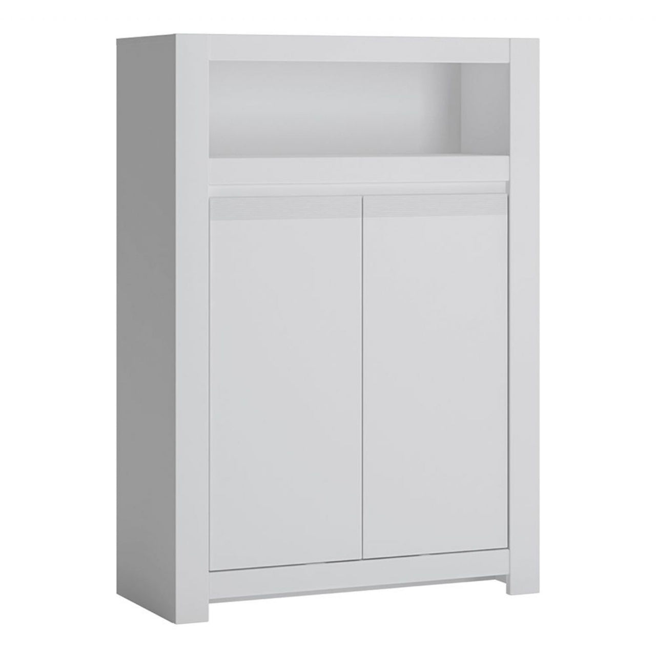 White 2 Door Small Storage Cabinet With Open Shelf