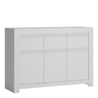 Thumbnail for Low Wide 3 Door 3 Drawer Sideboard Cabinet in White