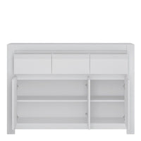 Thumbnail for Low Wide 3 Door 3 Drawer Sideboard Cabinet in White