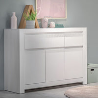 Thumbnail for Low Wide 3 Door 3 Drawer Sideboard Cabinet in White