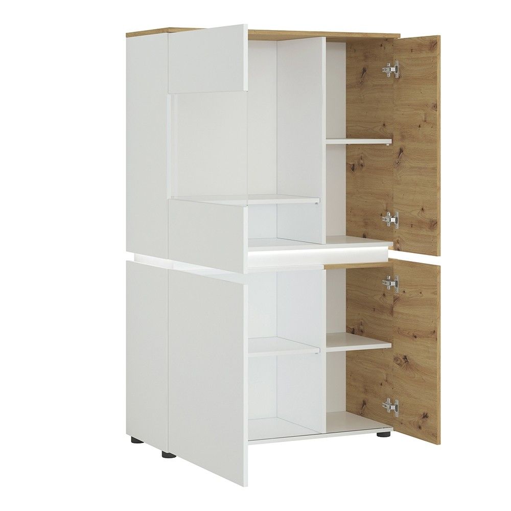 Luci 4 door low display cabinet in White and Oak