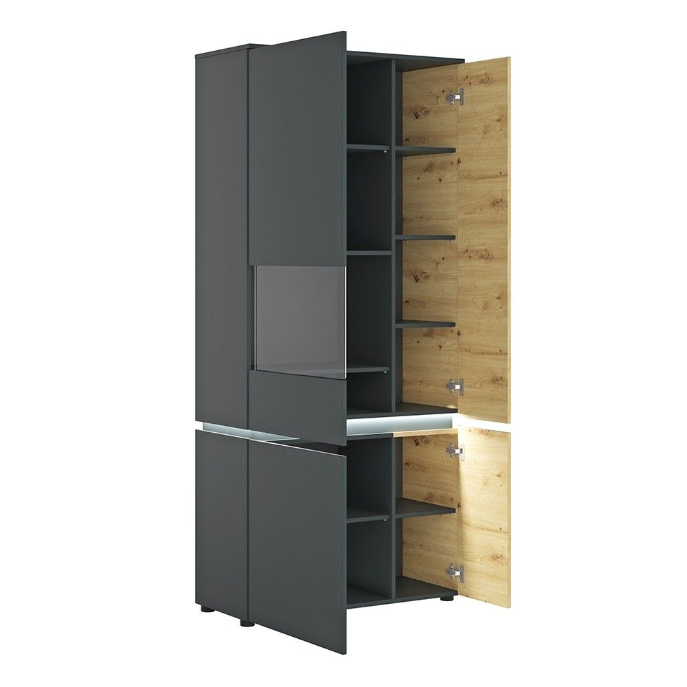 Luci 4 door tall display cabinet LH in Platinum and Oak