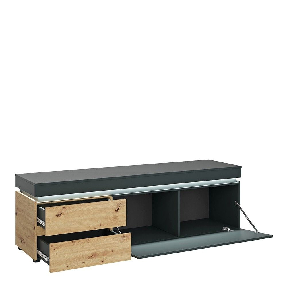 Luci 1 door 2 drawer 180 cm wide TV unit in Platinum and Oak