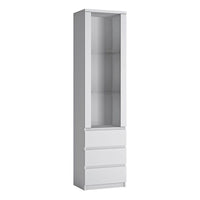 Thumbnail for Fribo Tall narrow 1 door 3 drawer glazed display cabinet in White