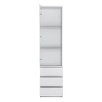 Thumbnail for Fribo Tall narrow 1 door 3 drawer glazed display cabinet in White