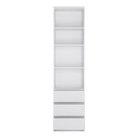 Thumbnail for Fribo Tall narrow 3 drawer bookcase in White