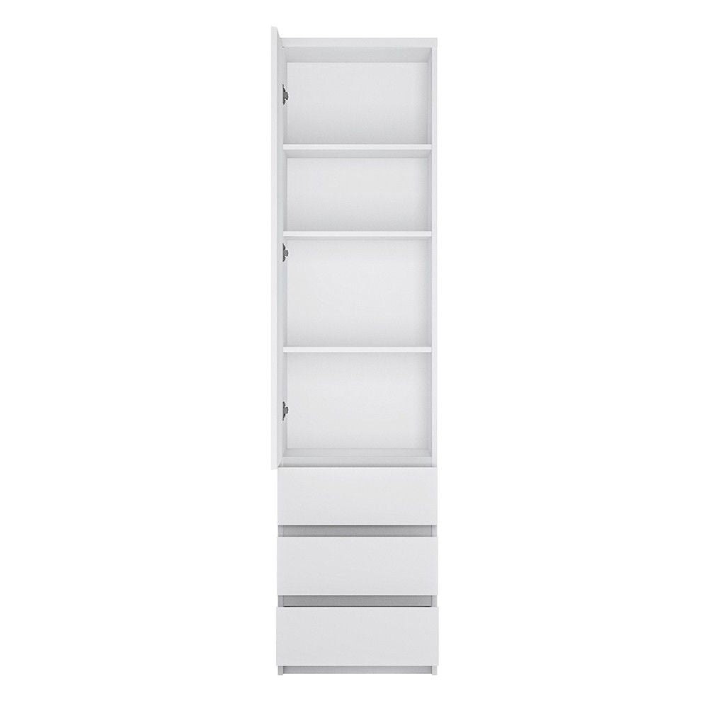 Fribo Tall narrow 1 door 3 drawer cupboard in White