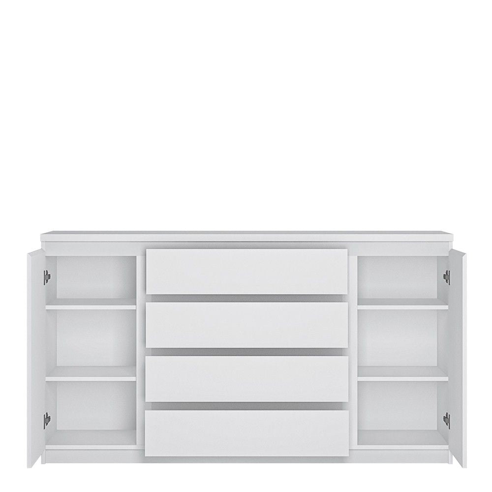 Modern White Sideboard 4 Centre Drawers