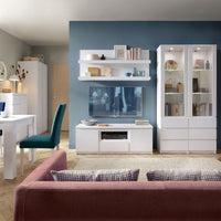 Thumbnail for Fribo 2 door 1 drawer 136 cm wide TV cabinet in White