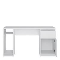 Thumbnail for Fribo 1 door 1 drawer twin pedestal desk in White