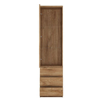 Thumbnail for Tall narrow 1 door 3 drawer glazed display cabinet in Oak