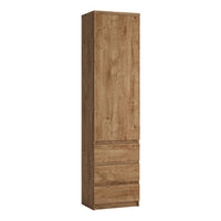 Thumbnail for Fribo Tall narrow 1 door 3 drawer cupboard in Oak