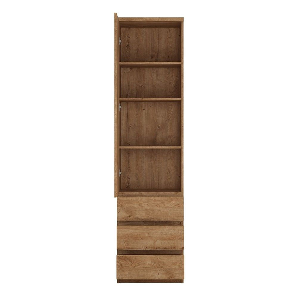 Fribo Tall narrow 1 door 3 drawer cupboard in Oak