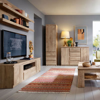 Thumbnail for Fribo 2 door 1 drawer 166 cm wide TV cabinet in Oak