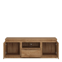 Thumbnail for Fribo 2 door 1 drawer 136 cm wide TV cabinet in Oak