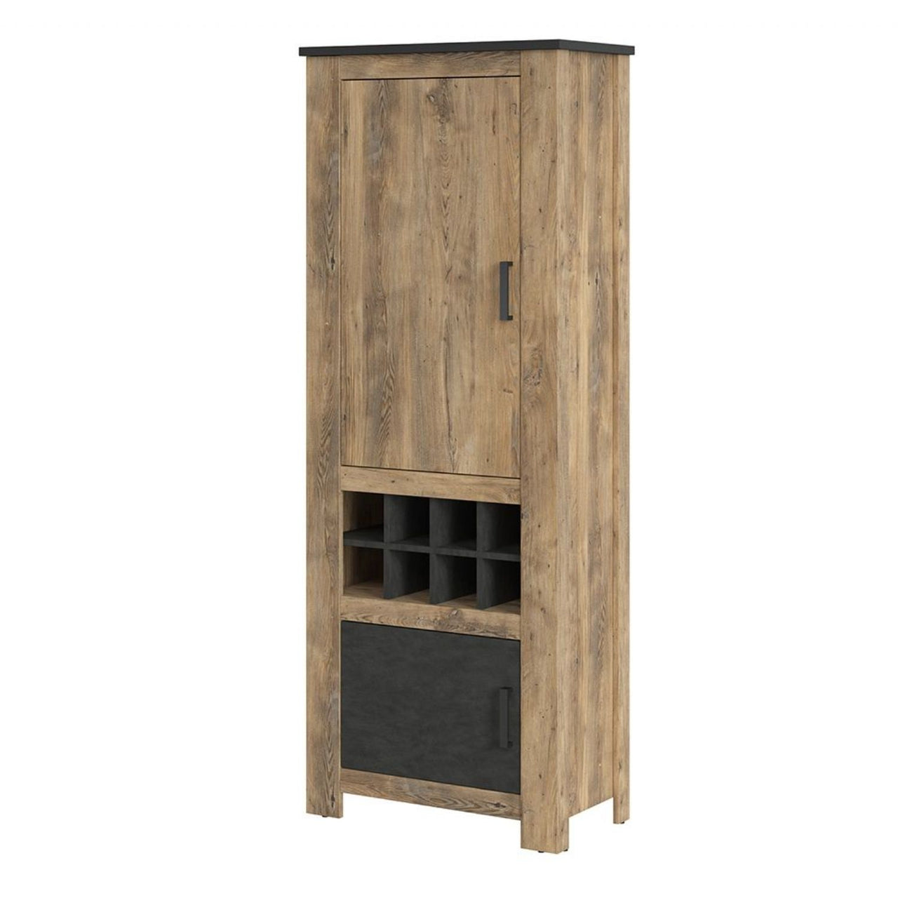 2 door cabinet With wine rack in Chestnut and Matera Grey