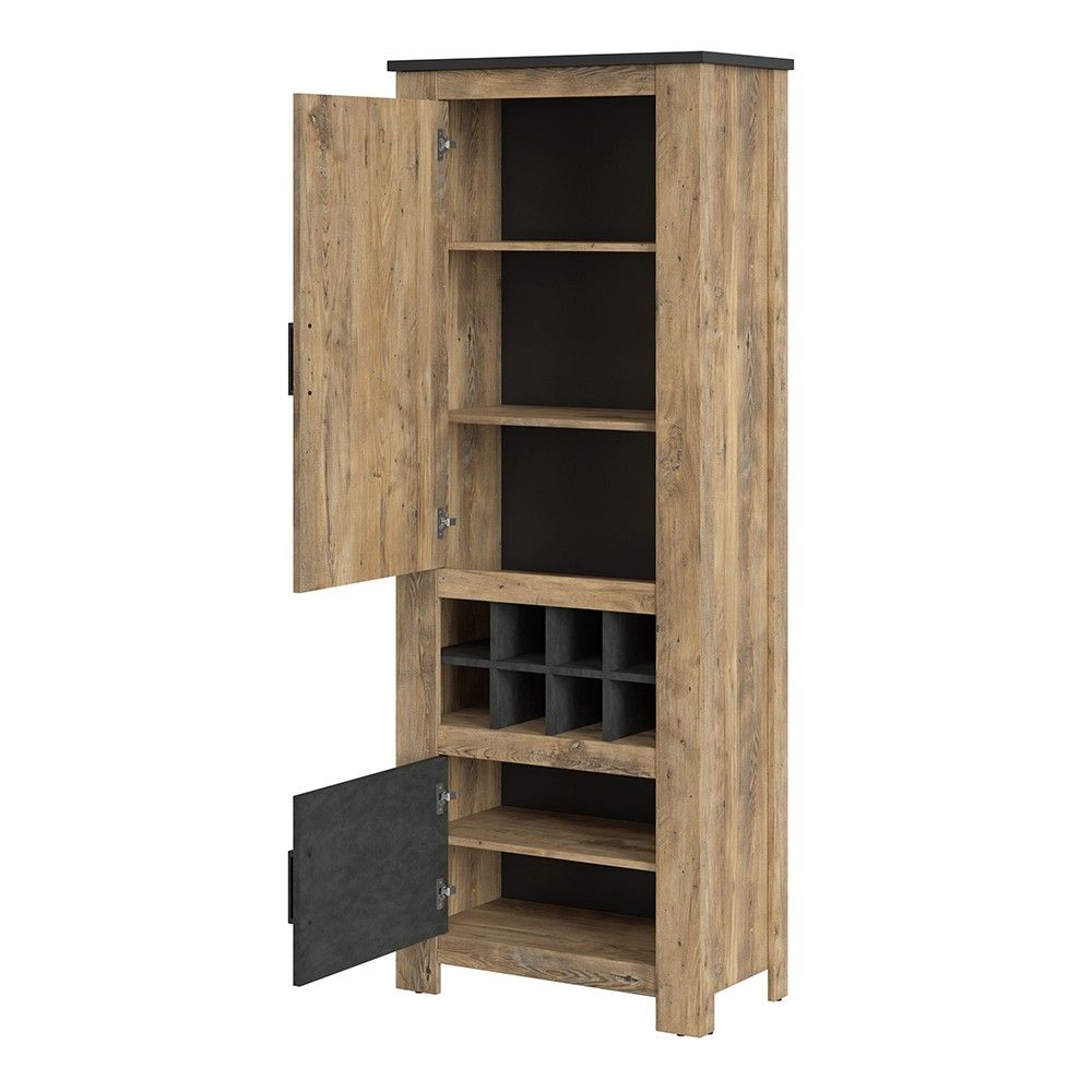 2 door cabinet With wine rack in Chestnut and Matera Grey