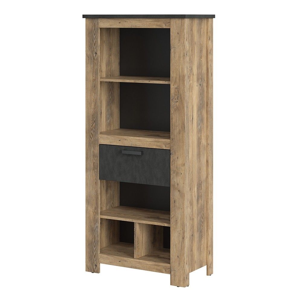 1 drawer bookcase in Chestnut and Matera Grey