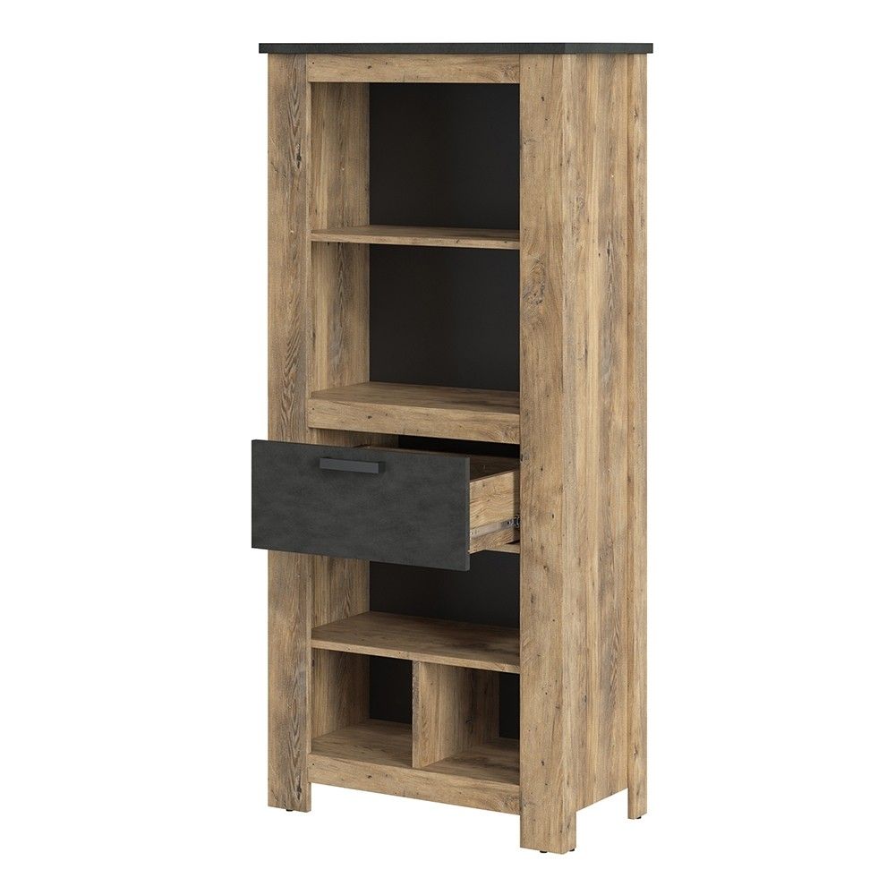 1 drawer bookcase in Chestnut and Matera Grey