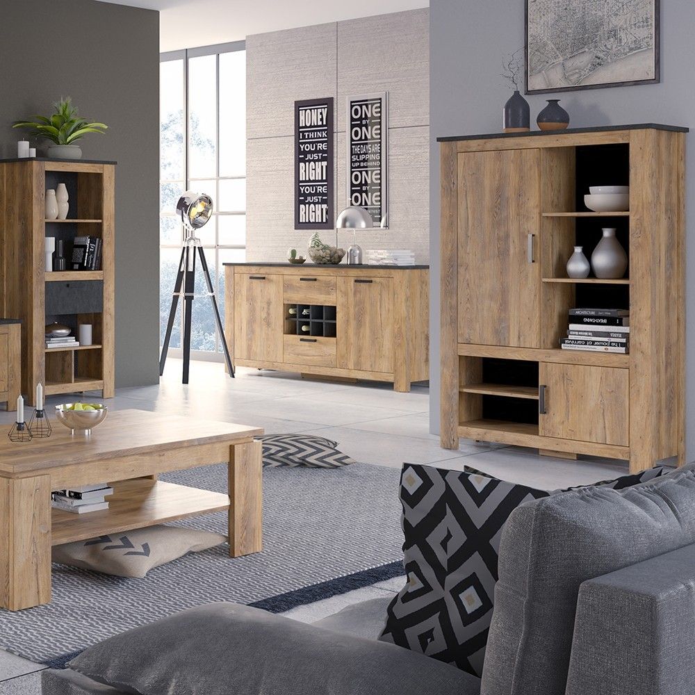 Large coffee table in Chestnut and Matera Grey