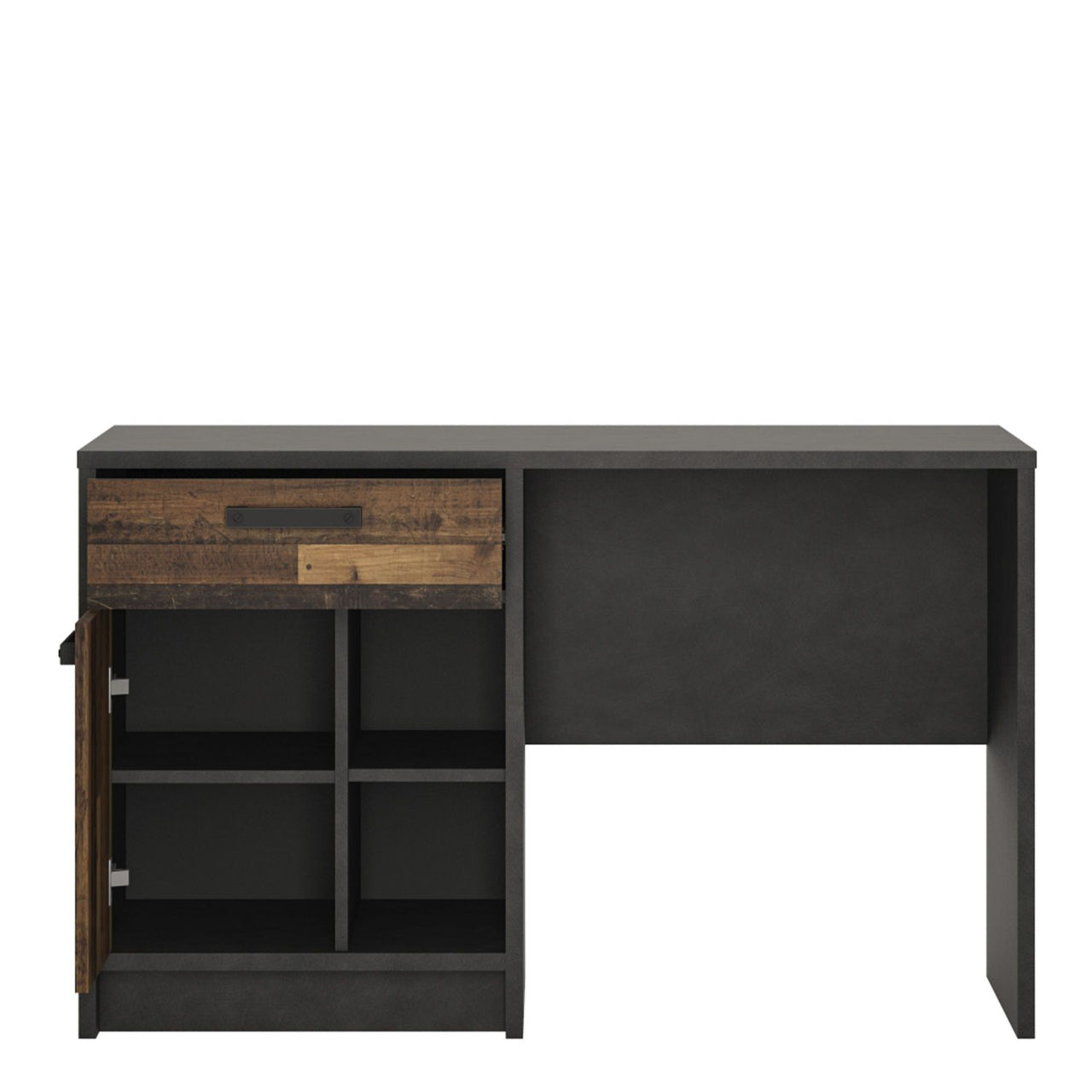 Industrial Brooklyn Dark Matera Grey and Walnut 1 Drawer 1 Door Desk