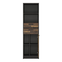 Thumbnail for Industrial Brooklyn Dark Matera Grey and Walnut 2 Drawer 1 Door Bookcase