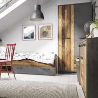 Thumbnail for Industrial Brooklyn Dark Matera Grey and Walnut 2 Drawer 2 Door Wardrobe