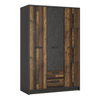 Thumbnail for Industrial Brooklyn Dark Matera Grey and Walnut 2 Drawer 3 Door Wardrobe