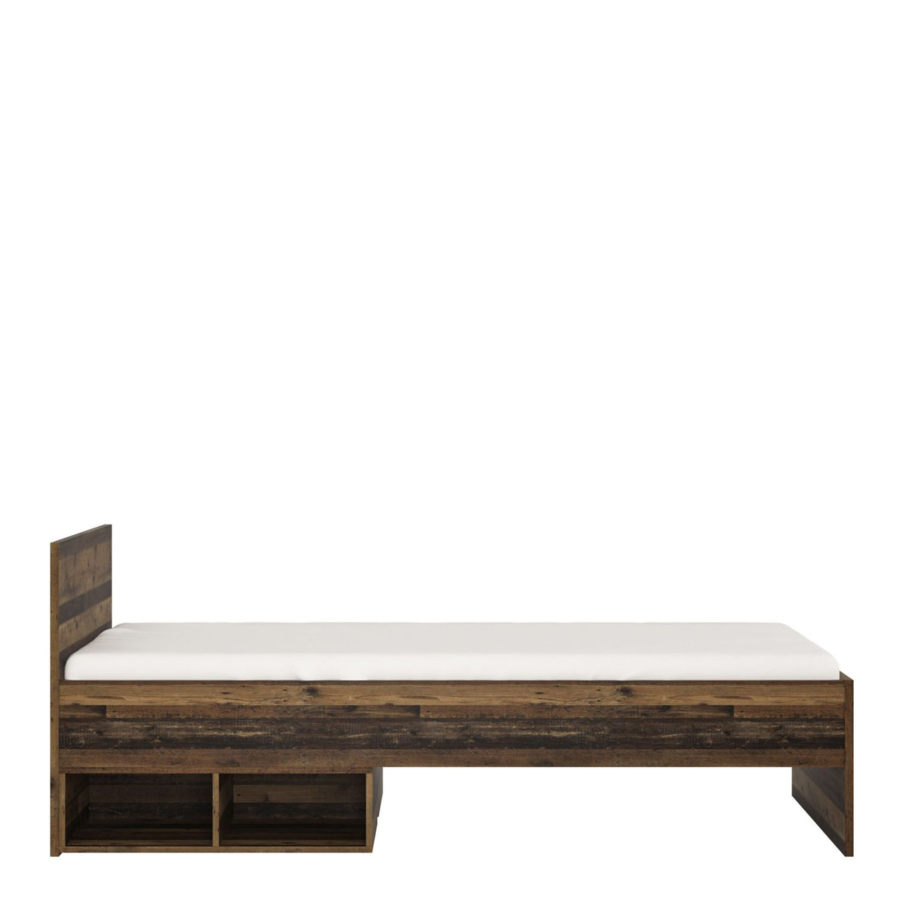 Industrial Brooklyn Walnut Single 3ft Bed with 2 Open Storage