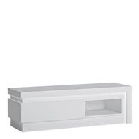 Thumbnail for White and High Gloss 2 Drawer TV Cabinet with LED Lighting and Open Slot