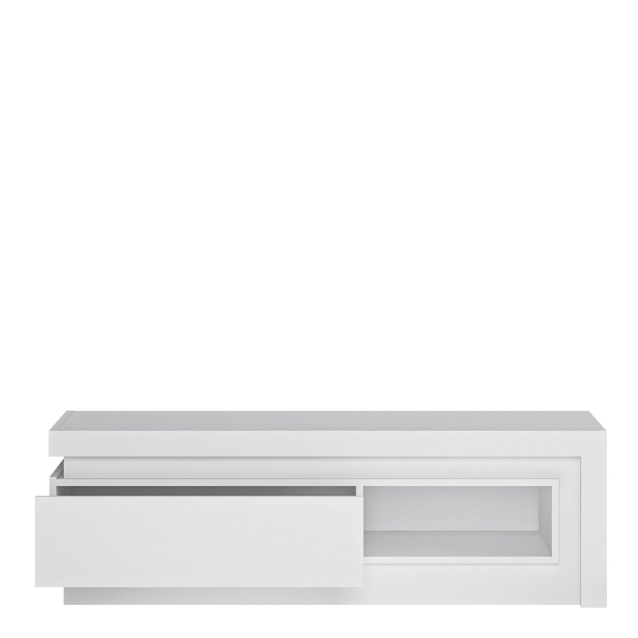 White and High Gloss 2 Drawer TV Cabinet with LED Lighting and Open Slot