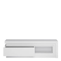 Thumbnail for White and High Gloss 2 Drawer TV Cabinet with LED Lighting and Open Slot