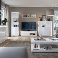 Thumbnail for White and High Gloss 2 Drawer TV Cabinet with LED Lighting and Open Slot