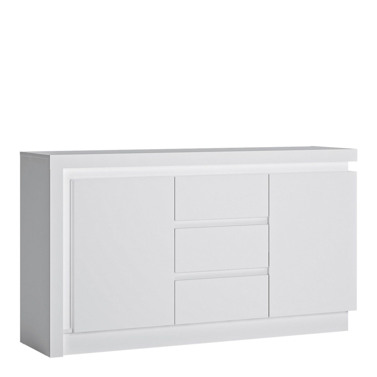 White and High Gloss 2 Door 3 Drawer Sideboard with LED lighting