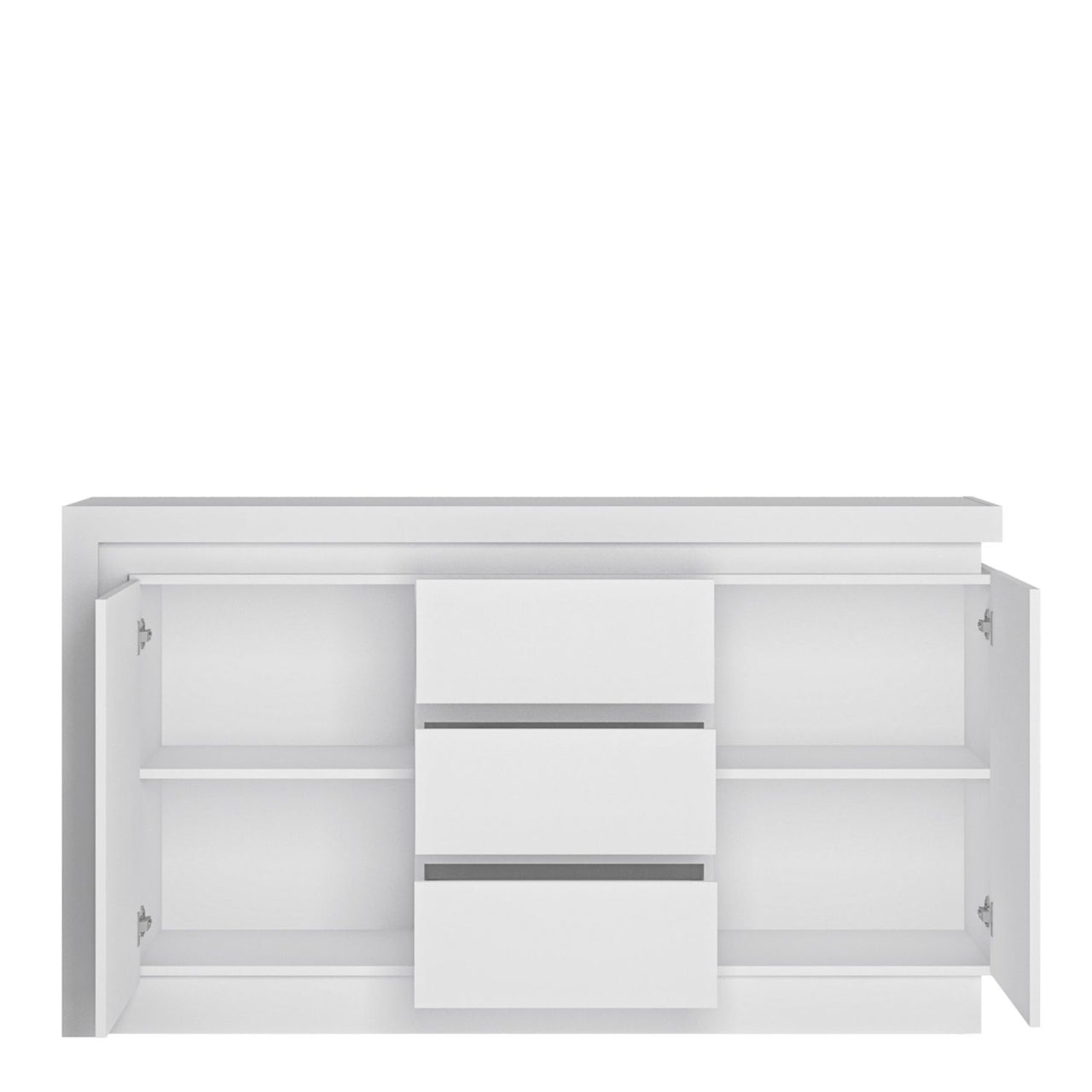 White and High Gloss 2 Door 3 Drawer Sideboard with LED lighting