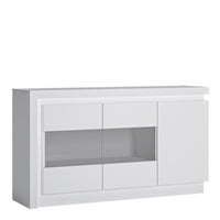 Thumbnail for White and High Gloss 3 door glazed Sideboard with LED lighting