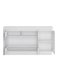 Thumbnail for White and High Gloss 3 door glazed Sideboard with LED lighting