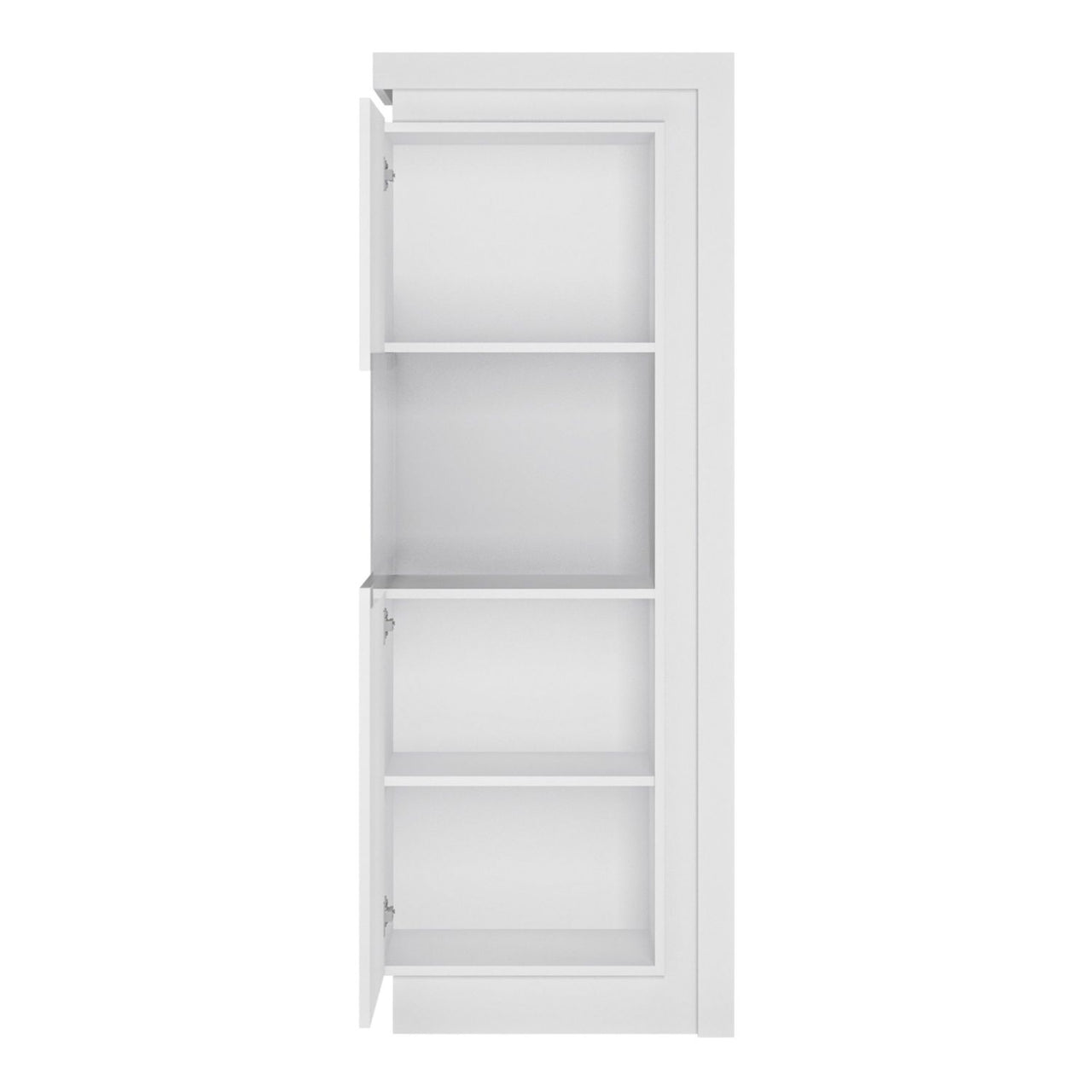 Modern White and High Gloss Narrow Display Cabinet with LED lighting