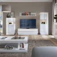 Thumbnail for Modern White and High Gloss Narrow Display Cabinet with LED lighting