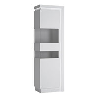 Thumbnail for White and High Gloss Tall Narrow Display Cabinet with LED lighting