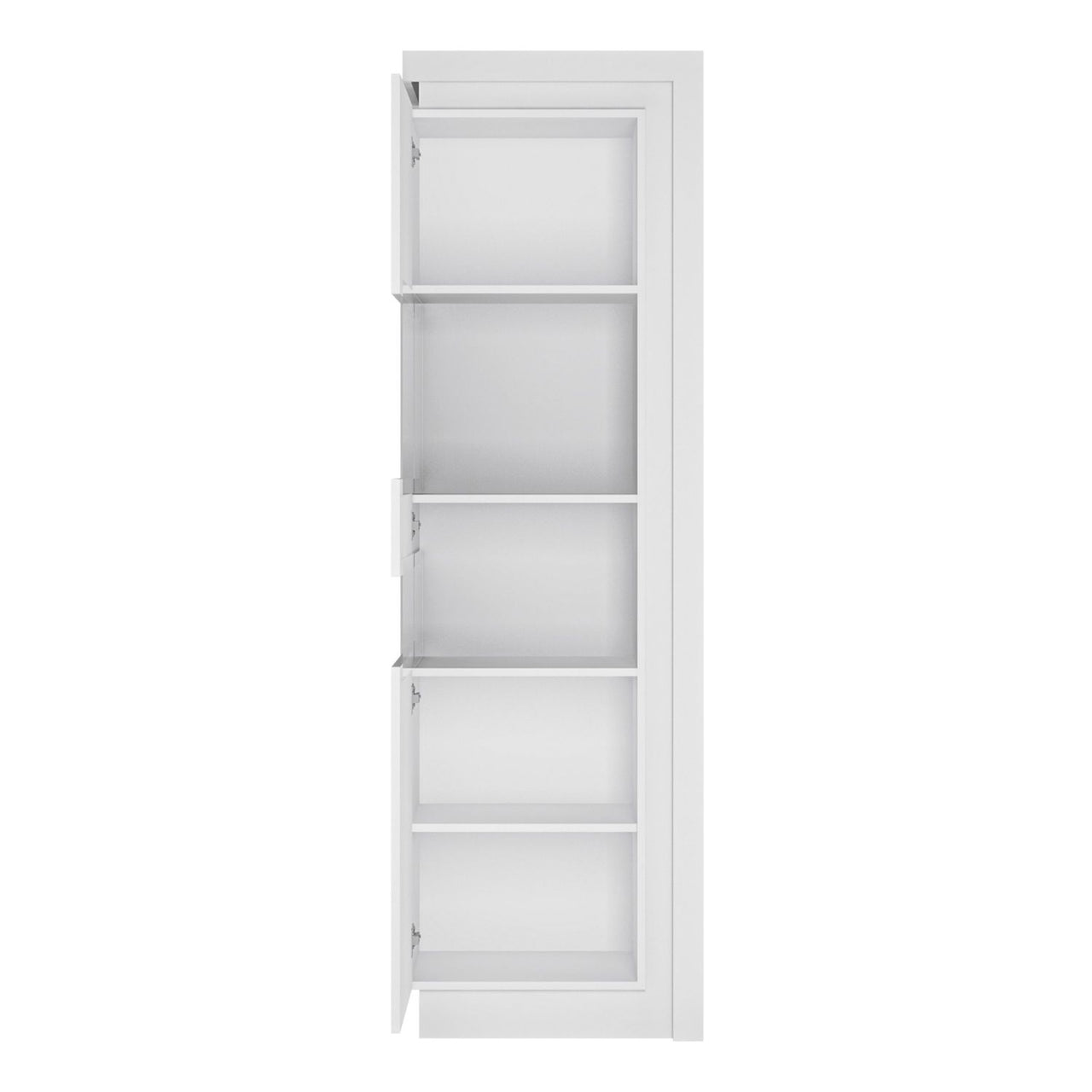 White and High Gloss Tall Narrow Display Cabinet with LED lighting