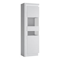 Thumbnail for White and High Gloss Narrow Display Cabinet (RHD) with LED lighting