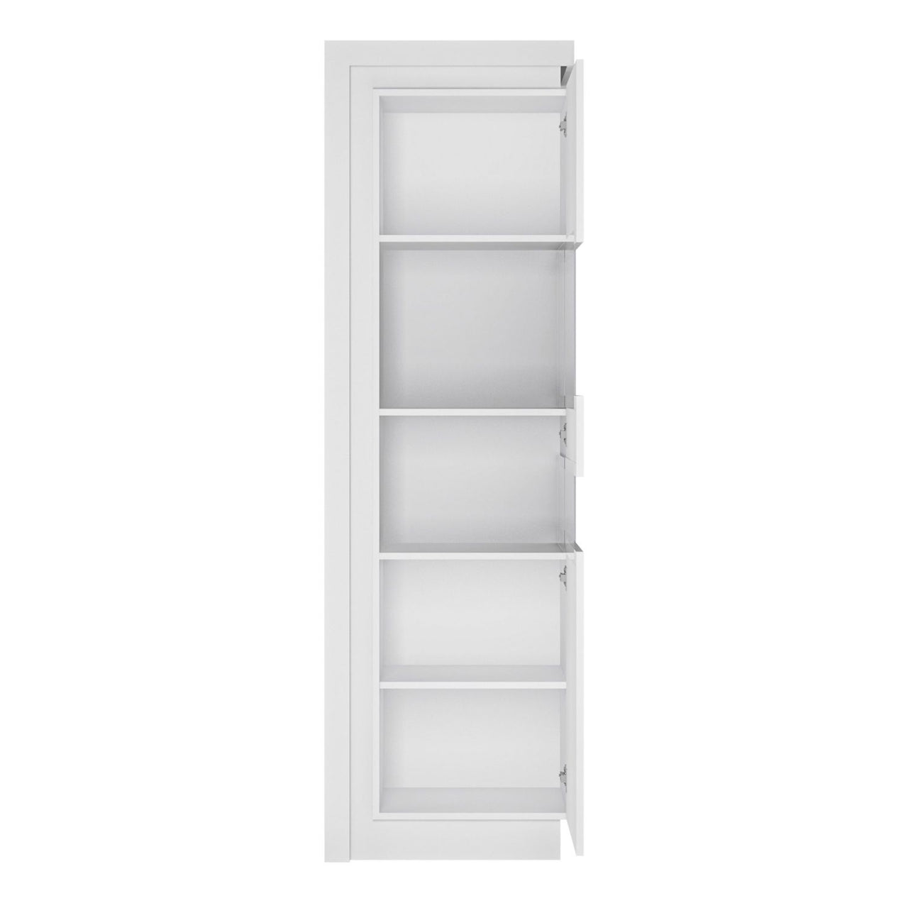 White and High Gloss Narrow Display Cabinet (RHD) with LED lighting