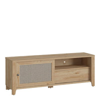 Thumbnail for Cestino 1 Door 1 Drawer TV Unit in Jackson Hickory Oak and Rattan Effect