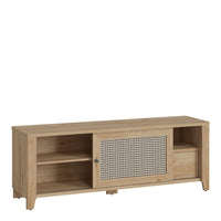 Thumbnail for Cestino 1 Door 1 Drawer TV Unit in Jackson Hickory Oak and Rattan Effect