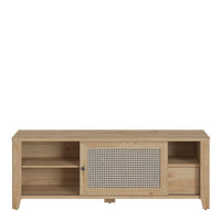 Thumbnail for Cestino 1 Door 1 Drawer TV Unit in Jackson Hickory Oak and Rattan Effect