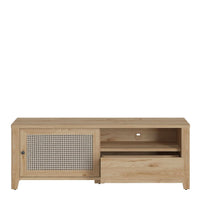 Thumbnail for Cestino 1 Door 1 Drawer TV Unit in Jackson Hickory Oak and Rattan Effect