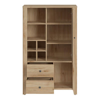 Thumbnail for Cestino 1 Door 2 Drawer Cabinet in Jackson Hickory Oak and Rattan Effect