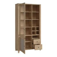 Thumbnail for Cestino 2 Door 2 Drawer Display Cabinet in Jackson Hickory Oak and Rattan Effect